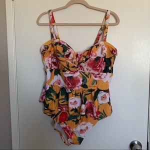 Torrid Yellow One Piece Floral Swimsuit